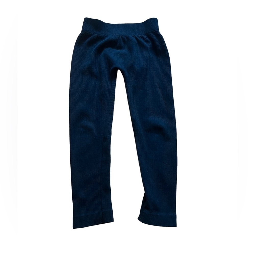 Girls Blue Ribbed Leggings Size 4-6X